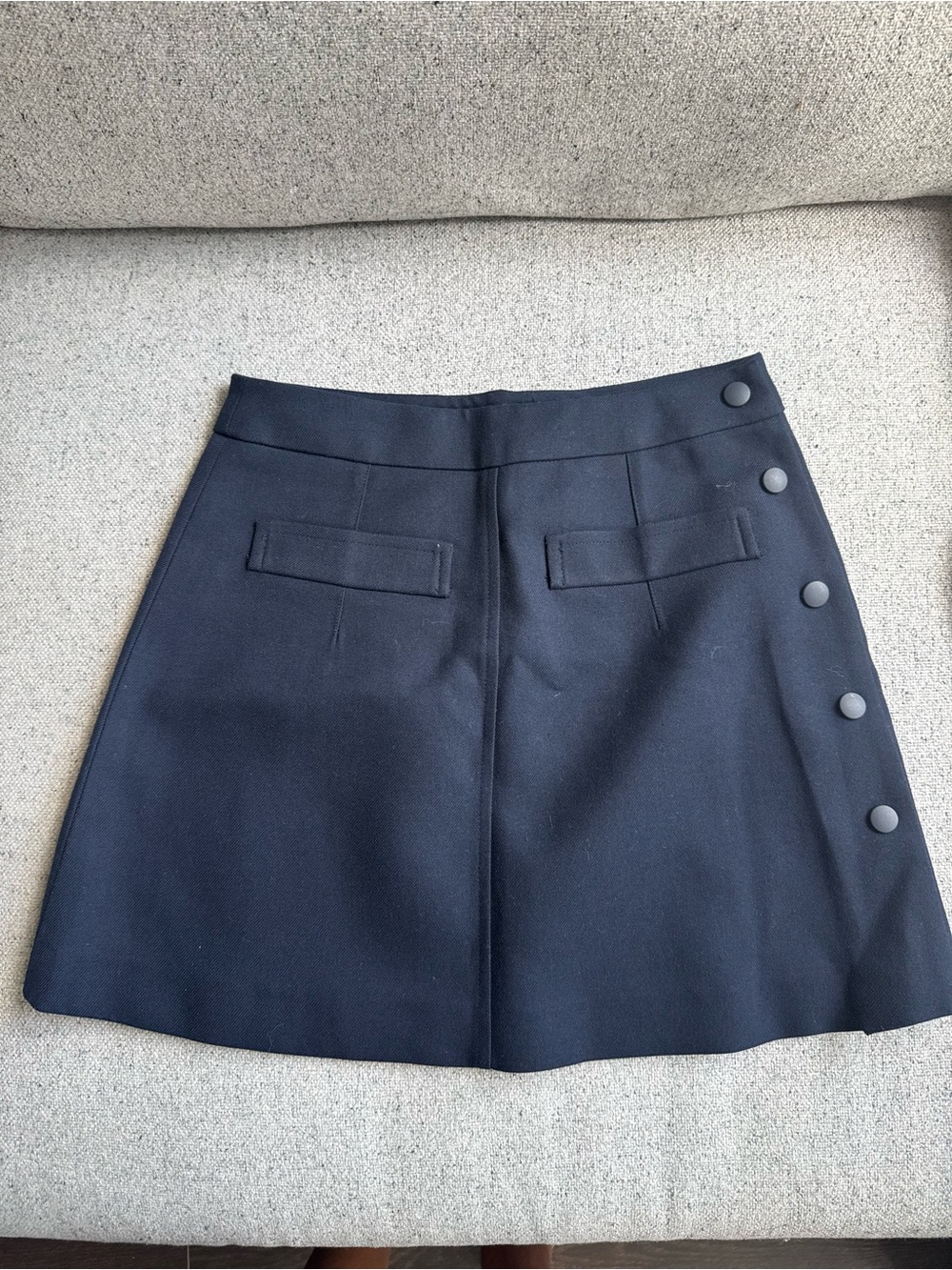 Zara Black A-Line Mini Skirt with Side Button Accents